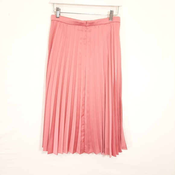 NWT J.Crew Pink Satin Pleated Midi Skirt Size 4 Petite - Picture 5 of 9